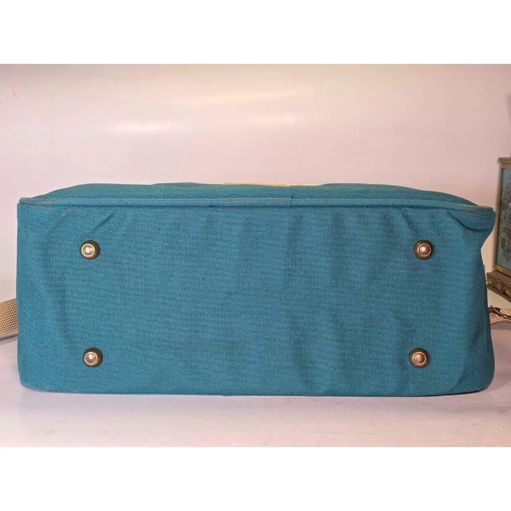 BOYT Duffle Bag‎ Green Canvas Tan Leather Travel Carry On Made In USA Iowa